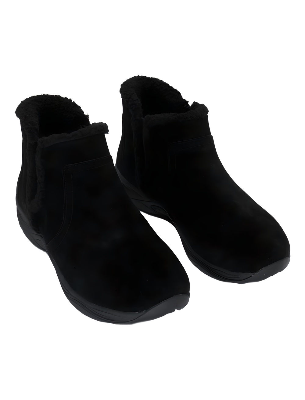 Easy Spirit Womens Eastin Black Suede Faux Fur Trim Ankle Boots Size 8.5W